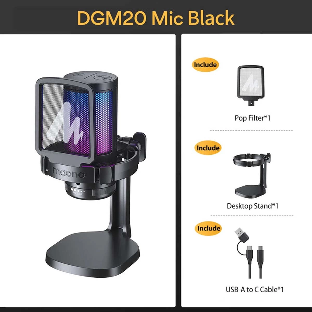 Micro thu âm có dây MAONO RGB DGM20