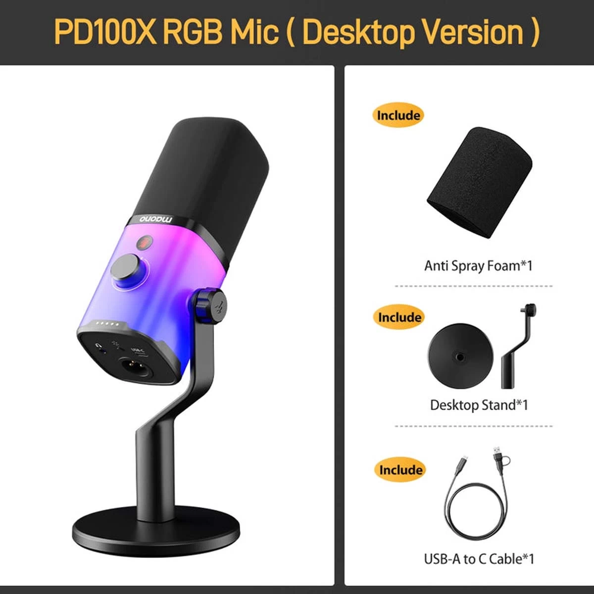 Micro thu âm có dây MAONO RGB PD100X