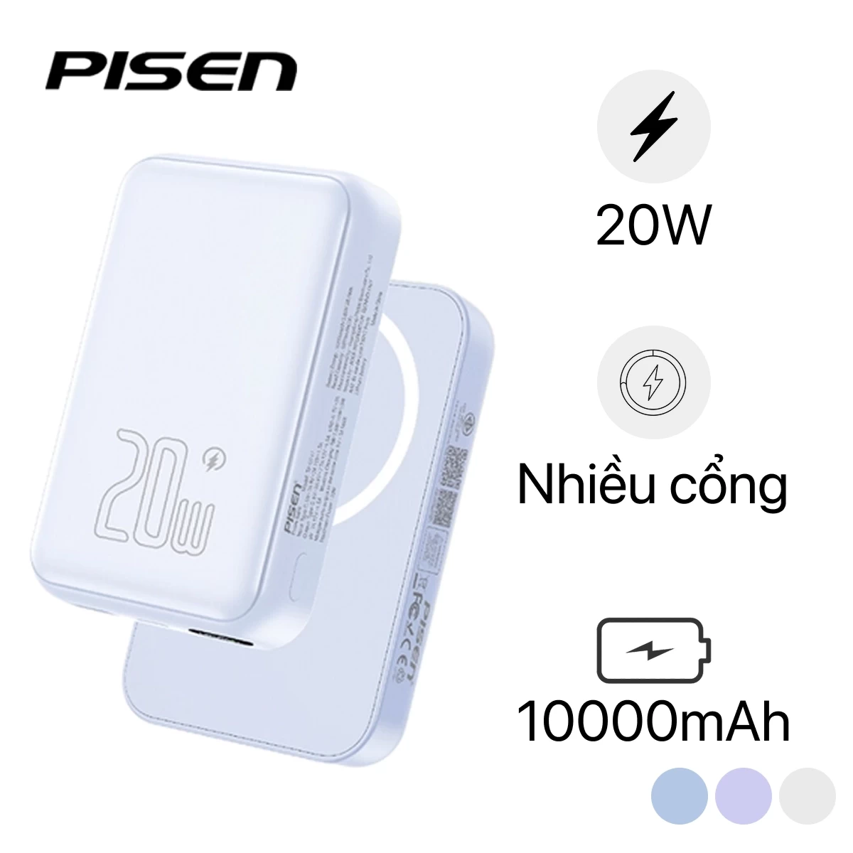Sạc dự phòng PISEN QUICK - Powermag Digital 20W 10000mAh
