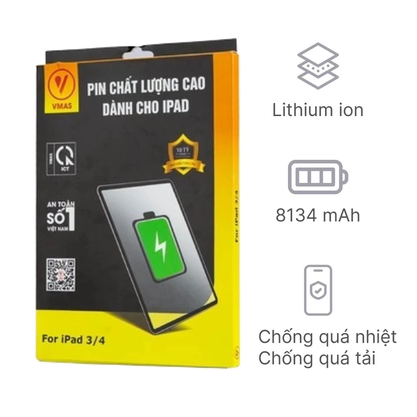 Pin iPad Air 3 chính hãng Vmas