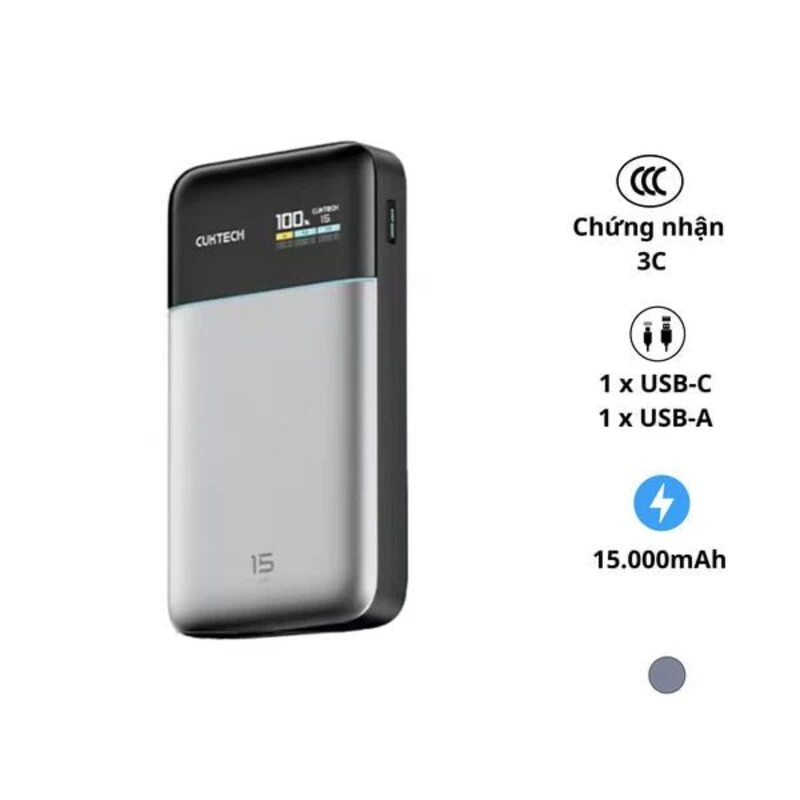 Sạc dự phòng Cuktech 15 Air có màn hình 15000mAh 100W PB150S