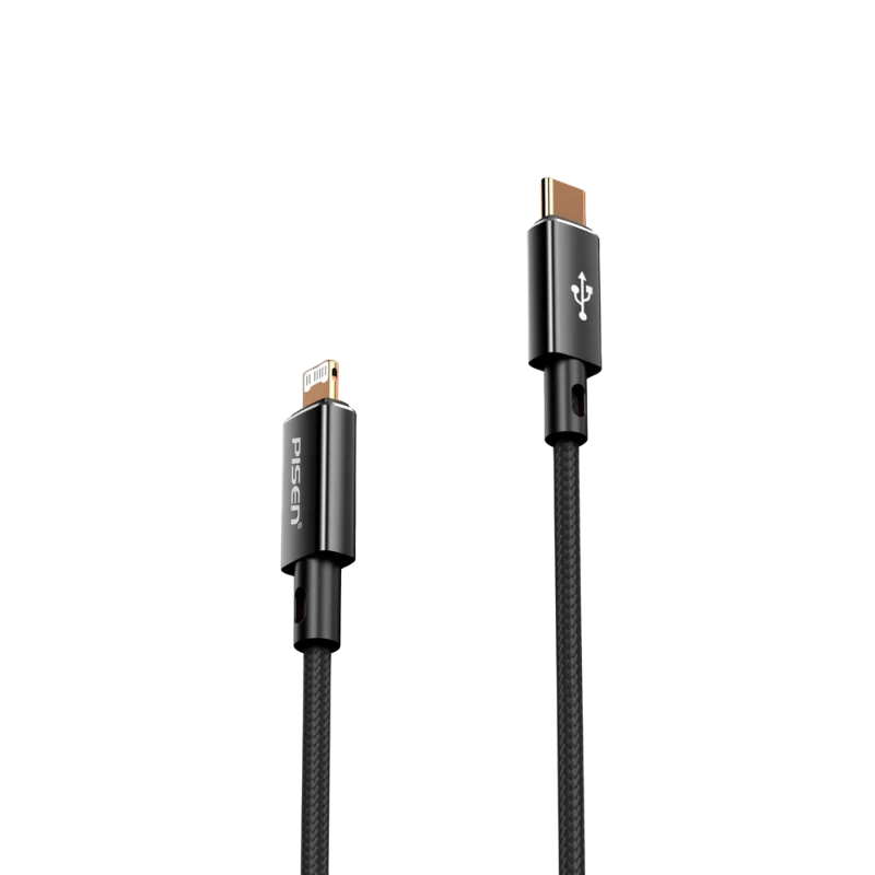 Cáp Pisen Quick Lightning & Type-C 3A Braided 1000mm