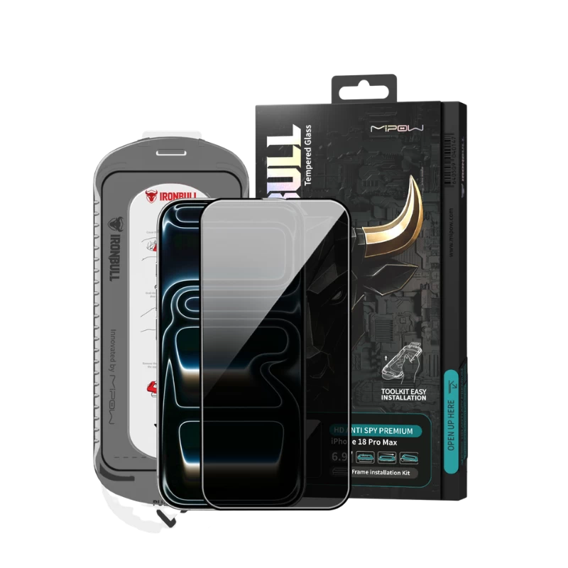 Cường lực IP 18 Pro max/17 Pro max MIPOW IRONBULL HD Anti-Spy Silk Premium
