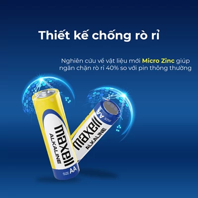 Pin AAA Maxell Super Alkaline LR03 Vỉ 4 Viên Tặng 2