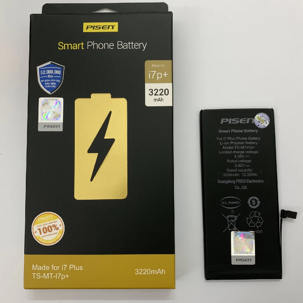 Pin Iphone 7 Plus Chính Hãng Pisen (Dung Lượng Cao 3220Mah)
