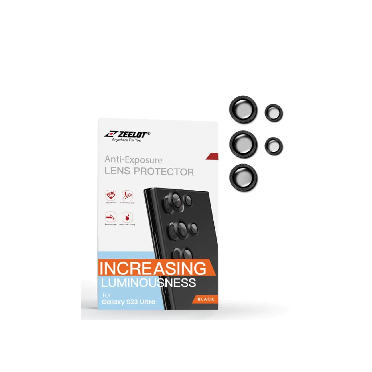 Bộ Dán Camera Zeelot Pishield Series Titanium Alloy Lens Protector S23Ultra