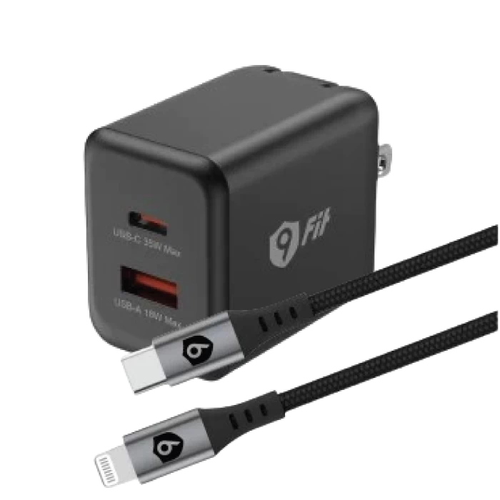 Combo Củ sạc 9Fit PD 35W 1A1C GaN + Cáp 9Fit USB-C to Lightning 1M