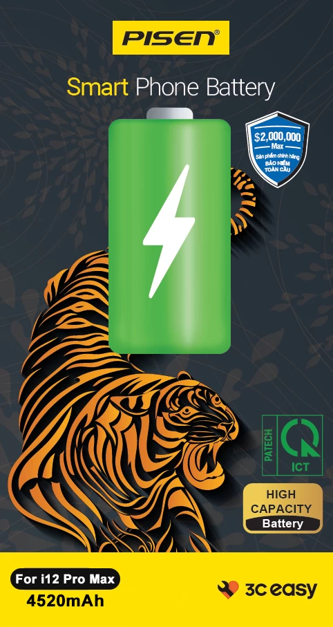 Pin Iphone 12 Pro Max Chính Hãng Pisen (Dung Lượng Cao 4640Mah)