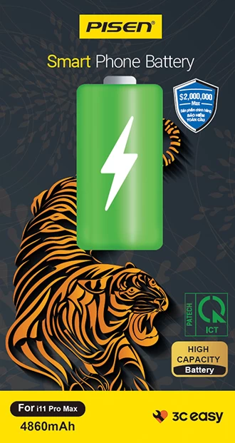 Pin Iphone 11 Pro Max Pisen Chính Hãng (Dung Lượng Cao 4860Mah)