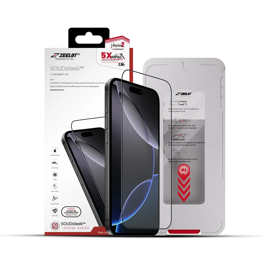 Dán cường lực màn hình ZEELOT SOLIDsleek 2.5D Ultra HD iPhone 17 Pro Max