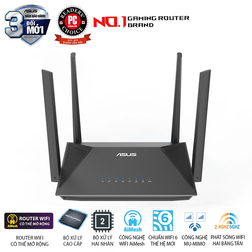 Router Wifi 6 băng tần kép Asus RT-AX52 AX1800 - Chính hãng