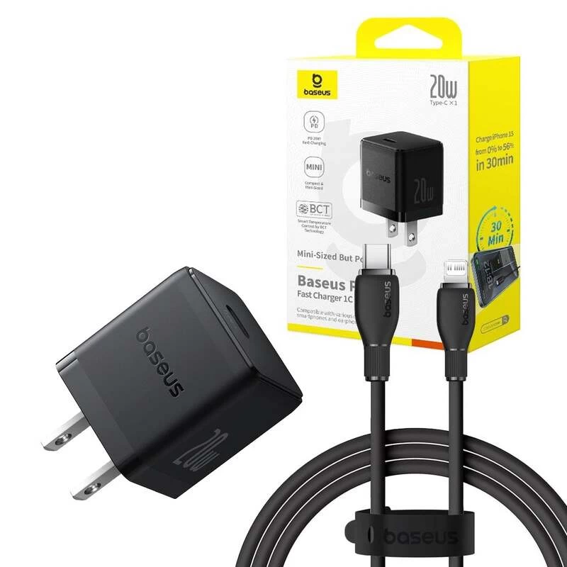 Bộ sạc Baseus Palm 1C 20W US (kèm cáp USB-C to iP 1m)