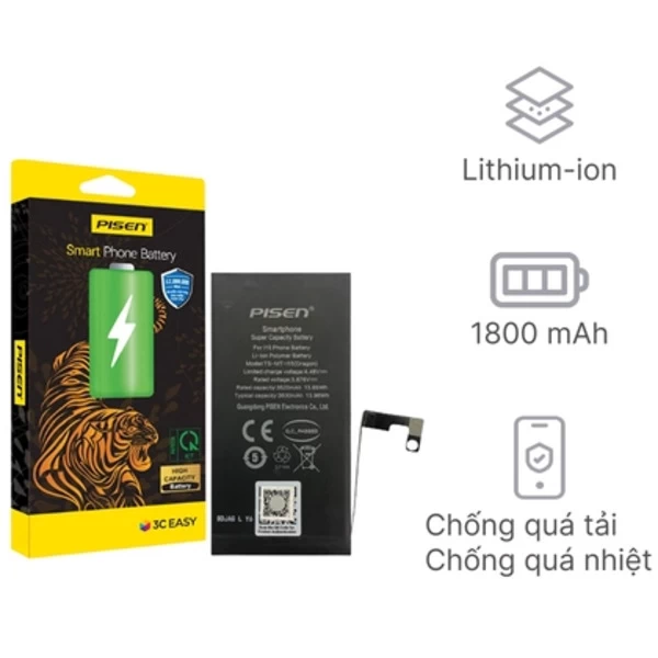 Pin iPhone SE Chính Hãng PISEN dung lượng cao 1800mAh