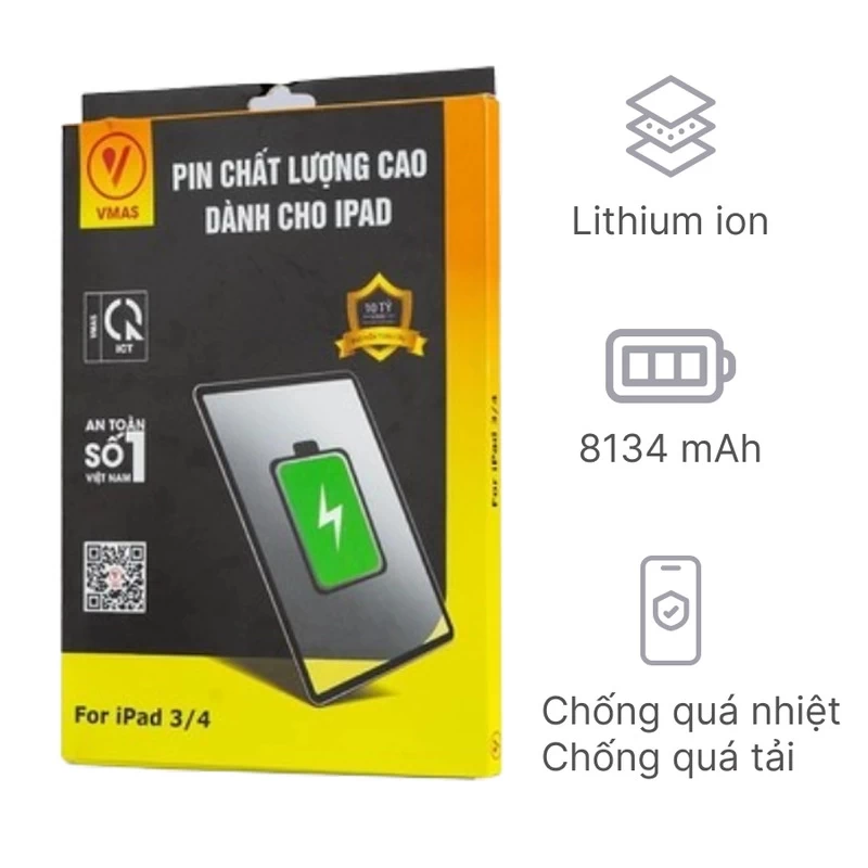 Pin iPad Air 3 chính hãng Vmas
