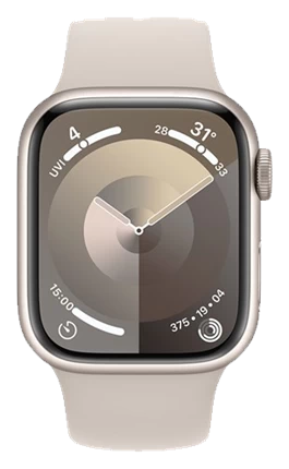Apple Watch Series 9 - GPS, 45mm - Vỏ Nhôm Dây Cao Su Ánh Sao