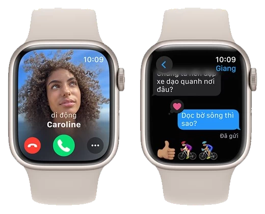 Apple Watch Series 9 - GPS, 45mm - Vỏ Nhôm Dây Cao Su Ánh Sao