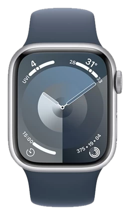 Apple Watch Series 9 - GPS, 45mm - Vỏ Nhôm Dây Cao Su Bạc