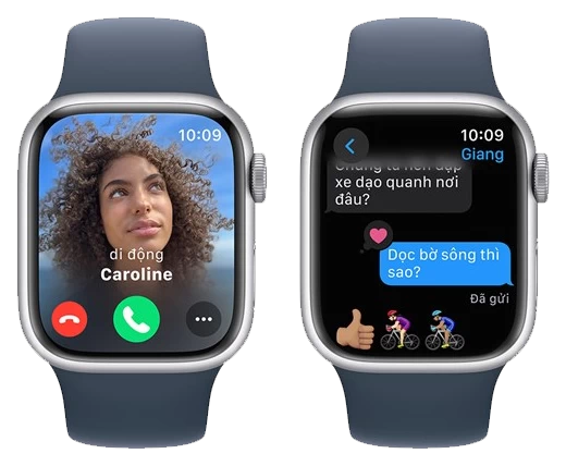 Apple Watch Series 9 - GPS, 45mm - Vỏ Nhôm Dây Cao Su Bạc