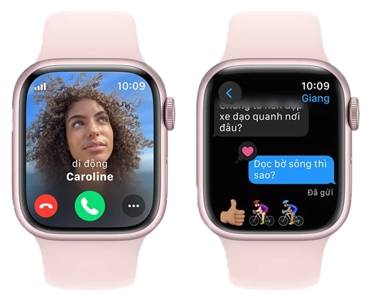 Apple Watch Series 9 - GPS + Cellular, 41mm - Vỏ Nhôm Dây Cao Su Hồng