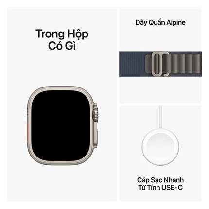 Apple Watch Ultra 2 - GPS + LTE, 49mm - Vỏ Titan Dây Quấn Alpine Xanh Dương