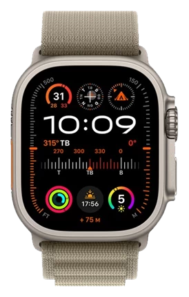 Apple Watch Ultra 2 - GPS + LTE, 49mm - Vỏ Titan Dây Quấn Alpine Xanh Rêu