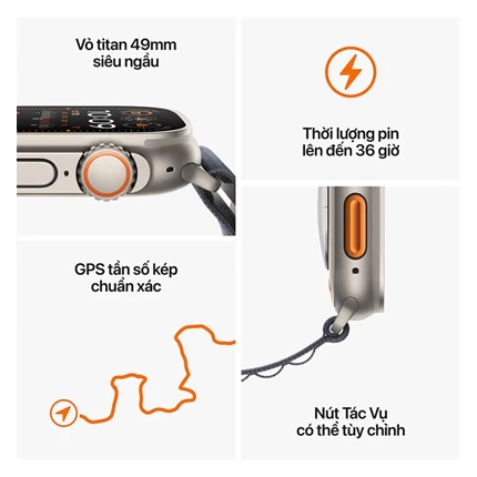 Apple Watch Ultra 2 - GPS + LTE, 49mm - Vỏ Titan Dây Quấn Alpine Chàm