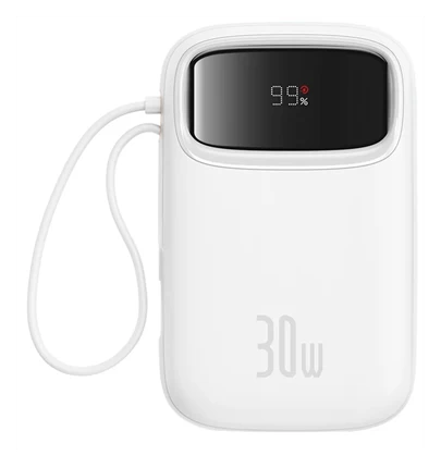 Pin sạc dự phòng Baseus Qpow2 màn hình số 10.000mAh 30W Trắng