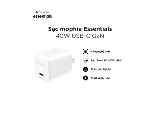 Sạc mophie Essentials 40W USB-C GaN - 409917454