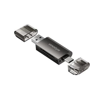 Cổng chuyển OTG Innostyle NexaLink USB-C & USB-A to SD/TF Card Reader CAST3 Đen