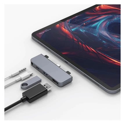 Cổng Chuyển Chuyên Dụng HYPERDRIVE  4 IN 1 HDMI 4K/30HZ USB-C HUB HD319E Xám