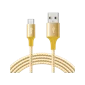 Cáp bện dù sạc nhanh Type-C Bagi dài 2m CS200 - Chính Hãng Màu Vàng