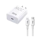 Combo Sạc nhanh cho iPhone Bagi (Củ sạc 20W và dây Type C to Lightning) Trắng