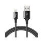 Dây cáp sạc nhanh dù Lightning dài 1m IS100 Màu Đen