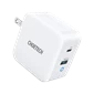 Củ sạc Choetech GaN PD PD8002 (USB-A + USB-C/max 65W) - Chính hãng Trắng
