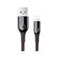 Cáp USB-A to Lighting Baseus 1M đèn LED tự ngắt - Chính hãng Màu Đen