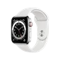 Apple Watch Series 6 (4G) 44mm - Viền thép dây cao su - Chính hãng Bạc - Trắng