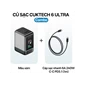 Bộ sạc Cuktech 6 Ultra 2C1A 100W có màn hình AD653U kèm cáp type - C Màu Đen