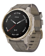 Đồng hồ Garmin Fenix 6S - Sapphire, Light Gold with Shale Gray Leather Band
