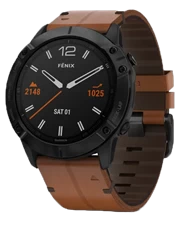 Đồng hồ Garmin Fenix 6X - Sapphire, Đen DLC với Dây da nâu, GPS, SEA