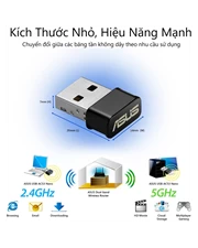 Thiết bị thu sóng USB Wi-Fi Asus AC53 Nano băng tần kép AC1200 - Chính hãng